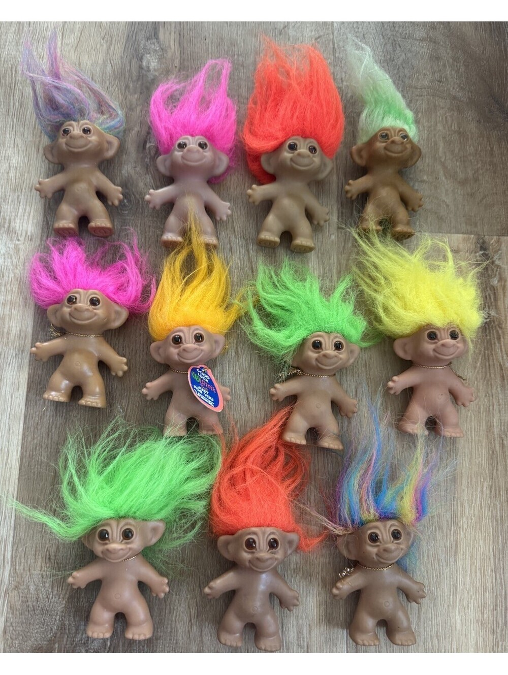 Vintage Uneeda Wishnik Troll Dolls Lot of 11 Good Luck Horseshoe Feet Tag